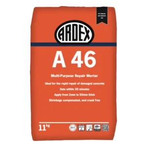 ARDEX A 46 is a rapid repair, slump free mortar which is ideal for external and internal repairs.